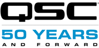 qsc 50 years and forward logo