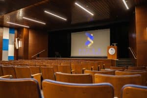 Auditorium with a projector screen