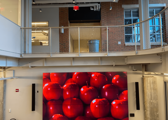 tv wall in office building
